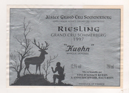 ETIQUETTE 1997  RIESLING UN CERF ET UN HOMME - GRANDE CRUE SOMMERBERG KUEHN A AMMERSCHWIHR HAUT RHIN - A VOIR - Cerfs