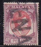 40c Used Penang KG VI, 1949 - 1952 Series, Malaya - Penang