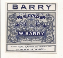 étiquette   - 1890/1930 - BRANDY BARRY -  étiquette  -  Cygne ( Animaux ) - Leones