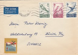 Finlande - Lettre/Oiseaux Divers, Année 1952, Y.T. 396/398 - Storia Postale