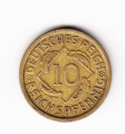 ALLEMAGNE, WEIMAR, KM 40, XF, 1932D, 10p. (B314) - 10 Renten- & 10 Reichspfennig