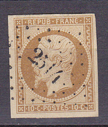 N° 9 Prince Président Louis Napoléon 1852:  10c Jaune Bistre Brun Oblitération Oblitération étoile Et Petit Numéro - 1852 Luis-Napoléon