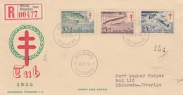 Finlande - Lettre/Poissons Divers - Année 1955 - Y.T. 426/428 - Storia Postale