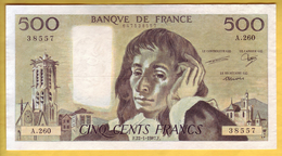 BILLET FRANCAIS - 500 Francs Pascal 22-1-1987 TTB+ - 500 F 1968-1993 ''Pascal''