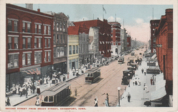 AK Davenport Second 2nd Street St From Brady Street Tram Tramway Hotel ? Store ? IA Iowa USA United States - Davenport