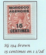 MOROCCO AGENCIES French Currency - George Vth - 1917/25 SG 194  MH - See Notes - Oficinas En  Marruecos / Tanger : (...-1958