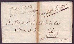 DEPT CONQUIS - LAC - 113 LIVORNO (1810) + "Préfet Dept De / La Méditérranée" En Franchise Pour Pise (113) - 1792-1815: Dipartimenti Conquistati