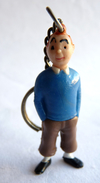 RARE FIGURINE PORTE CLES TINTIN  SANS MILOU AMOVIBLE ENTRE LES JAMBES Années 60 Origine PAYS BAS - Tim & Struppi