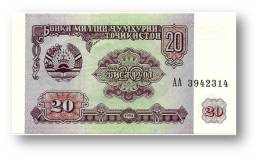 TAJIKISTAN - 20 Rubles - 1994 - Pick 4 - UNC - Serie  AA ( AA ) - The National Bank Of The Republic - Tadjikistan