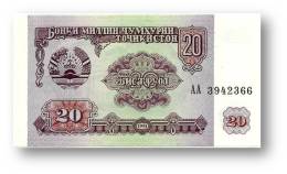 TAJIKISTAN - 20 Rubles - 1994 - Pick 4 - UNC - Serie  AA ( AA ) - The National Bank Of The Republic - Tadschikistan