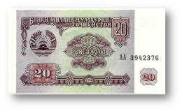 TAJIKISTAN - 20 Rubles - 1994 - Pick 4 - UNC - Serie  AA ( AA ) - The National Bank Of The Republic - Tadschikistan