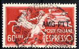 Trieste Zona A Espressi 1950 N. 6 L. 60 Rosso Carminio Usato Cat. € 4 - Express Mail