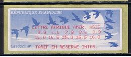 ATM, LISA1, TABLE DES TARIFS DU 18/03/1996 EN RESERVE INTER, AFRIQUE, AMERIQUE, ASIE, PAPIER JUBERT. ENCRE ROUGE. - 1990 « Oiseaux De Jubert »