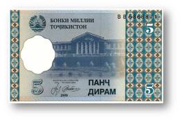 TAJIKISTAN - 5 Diram - 1999 ( 2000 ) - Pick 11 - UNC - Serie  BB - National Bank Of Tajikistan - Tadschikistan