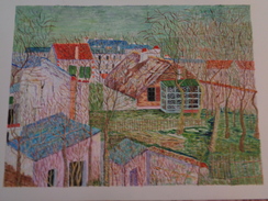 La Maison De Berlioz.D'après Maurice Utrillo.La Feuille :450 X 320 Mm.Acrylique Sur Papier Par Debeaupuis.1980 - Acrilicos