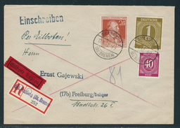 Einschr.-Eilboten-Fernbrief Bis 20g Portorichtig, MiNr. 929+937+963 Von GRASBERG (Bz.BREMEN) 17.4.48 8-9 Nach FREIBURG - Cartas & Documentos