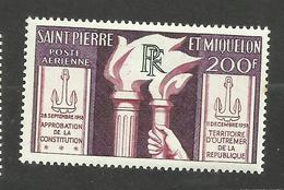 St -Pierre Et Miquelon POSTE AERIENNE N°26 Neuf** Legers Points De Rouille Cote 19 Euros - Ongebruikt