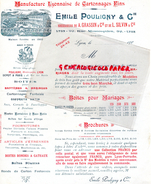 69 - LYON - BELLE LETTRE EMILE POULIGNY-MANUFACTURE LYONNAISE CARTONNAGES- A. GRASSIN ET L.SILVIN- 92 RUE MONTESQUIEU- - Printing & Stationeries