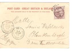 CP Holborn London 1899 To Blankenberghe Arrival Canc.+Ambulant Ostende-BXL 2 PR4009 - Ambulante Stempels