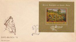 T436  BELGICA'72 EXHIBITION PHILATELIQUE,PAINTING BLOCK,1972 COVER FDC ROMANIA. - FDC