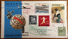 First K.L.M. Polar Flight TOKYO AMSTERDAM 1958, International Letter Writing Week - Briefe