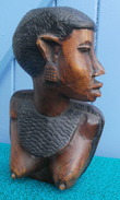 Sculpture En Bois, Statue, Buste De Femme, Art Africain - Afrikanische Kunst