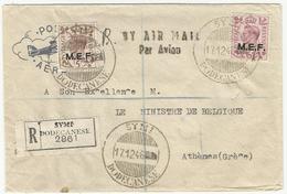 Greece 1946 Symi - British Occupation M.E.F. - Registered Cover - Dodécanèse