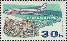 Czechoslovakia / Stamps (1973) L0074 (Air Mail Stamp): Cz. Airlines (TU 104A, Castle Bitov); Painter: J. Lukavsky - Luftpost