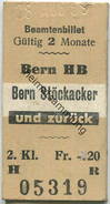 Schweiz - Beamtenbillet - Bern HB Bern Stöckacker Und Zurück - Fahrkarte 2. Kl. 1959 - Europa