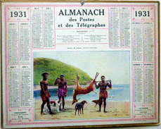 CALENDRIER ALMANACH DES POSTES PTT 1931  CHASSE  DENOUVELLE CALEDONIE DEPARTEMENT DE L'OISE  POSTES ET TELECOMMUNICATION - Big : 1921-40