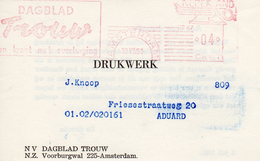 1961 Roodfrankering HR 47 Op Firmabk  Van AMSTERDAM  Naar Aduard - Frankeermachines (EMA)