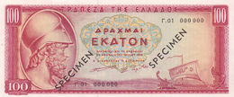 GREECE 100 Drachmai 1955 SPECIMEN UNC P-192bs "free Shipping Via Registered Air Mail" - Ficción & Especímenes