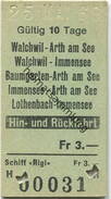 Schweiz - Schiff Rigi - Walchwil Lothenbach - Hin- Und Rückfahrt - Fahrkarte 1969 - Europa