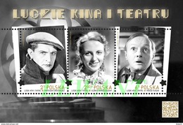 2016.10.31. People Cinema And Theater - Brodniewicz, Barszczewska, Fijewski - Minisheet MNH - Nuevos