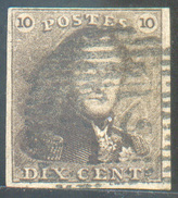 N°1 - Epaulette 10 Centimes Brun, Margée Et  Obl. P.25 CHARLEROI Finement Apposée. TTB - 11617 - 1849 Epauletten