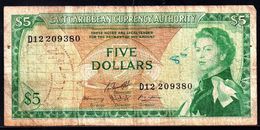 EAST CARIBBEAN States 5 DOLLARS ND 1965 G-VG P-14h - Caraïbes Orientales