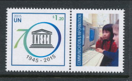 UN New York 2015. Cat # 1124a. UNESCO Personalized Sheet Single With Tab. MNH (**) - Unused Stamps