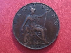 Grande-Bretagne - UK - Farthing 1905 Edward VII 5727 - B. 1 Farthing