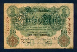 Banconota Germania 50 Mark  7/2/1908 BB - To Identify