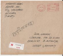 AMOUNT 400, YENISEHIR-ANKARA, RED MACHINE STAMPS ON REGISTERED COVER, 1986, TURKEY - Covers & Documents