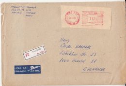 AMOUNT 1120, KADIKOY, RED MACHINE STAMPS ON REGISTERED COVER, 1986, TURKEY - Covers & Documents