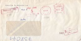 AMOUNT 600, SIRKECI, RED MACHINE STAMPS ON REGISTERED COVER, 1987, TURKEY - Covers & Documents