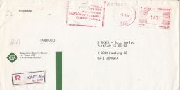 AMOUNT 600, KARTAL-ISTANBUL, RED MACHINE STAMPS ON REGISTERED COVER, 1987, TURKEY - Covers & Documents