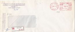 AMOUNT 1800, BEYAZIT-ISTANBUL, RED MACHINE STAMPS ON REGISTERED COVER, 1989, TURKEY - Covers & Documents