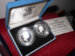 GREAT BRITAIN UK SET 2 X 10 PENCE SILVER PROOF 1992 - Mint Sets & Proof Sets