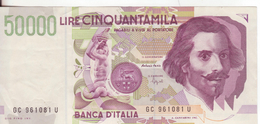 7*-Cartamoneta-Banconota  Italia Repubblica Da L.50.000 Bernini II^ Serie-GC 961081 U- Condizione: Q.F.D.S. - 50000 Liras