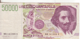 9*-Cartamoneta-Banconota  Italia Repubblica Da L.50.000 Bernini II^ Serie-NB 141999 S-Condizione:SPL-Circolata - 50000 Lire