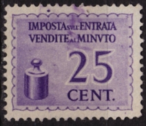 Italy - Sales Tax VAT Revenue Stamp / Imposta Entrata Vendite Minuto - Used - 25 Cent - Fiscaux