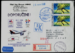 534-SLOVAKIA R-Brief-letter NAGANO Olympiade-Olympia Abfahrt Team-departure Of The Team 1998 Commemorative Stamp 1998 - Inverno1998: Nagano