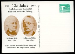 DDR PP18 C2/006 Privat-Postkarte ENTDECKUNG INDIUM REICH RICHTER Freiberg 1988  NGK 4,00 € - Cartes Postales Privées - Neuves